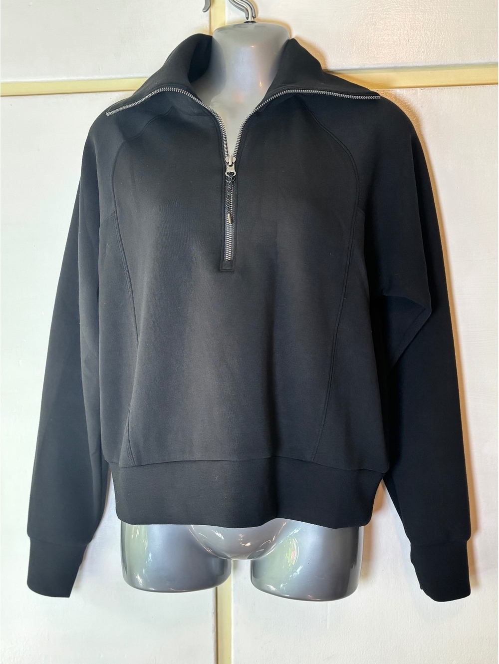 Spanx Pullover Sweater Women's Size Small Black 1/2 Zip Air Essentials Soft